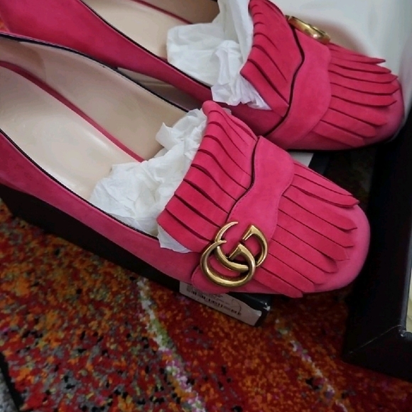 Gucci Marmont loafers hot pink size 39.5 - Picture 2 of 16
